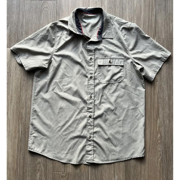 Avalanche Outdoor Supply Co Men’s L Tan Button Up Stretch Short Sleeve Shirt - Picture 1 of 6